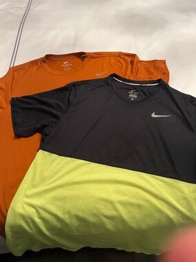 Nike Men’s Dri-fit Black and Neon Yellow and Orange Tees